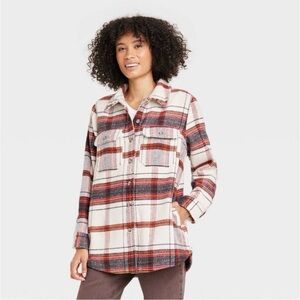 Universal Thread Button-Up Plaid Jacket - Red and Cream size XS